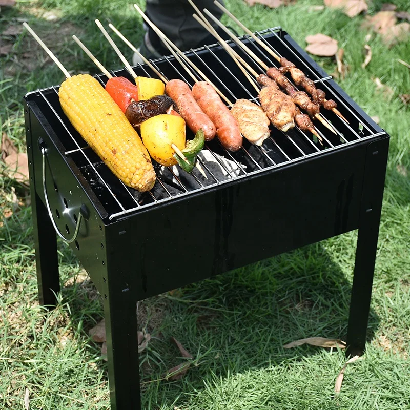 OEM Camping Bbq Outdoor Bbq Grills Charcoal Portable Barbecue Grills Black Square Bbq Grills