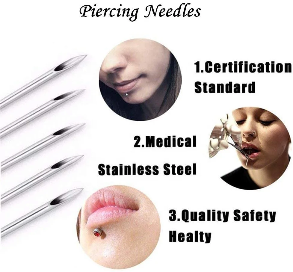 Beauty Salon Equipment Piercings Wholesale Lip Ear Nipple Nose Tool Disposable Sterilized Body Tattoo Piercing Needles
