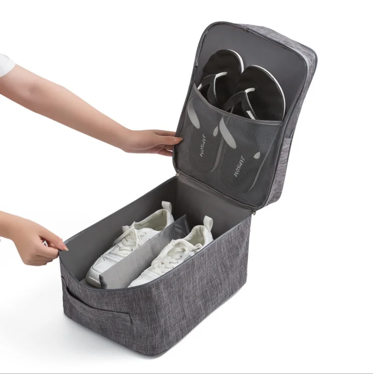 
Large cationic Oxford cloth travel storage shoe box portable shoes storage bag can be fit to luggage case customized wholesale 
