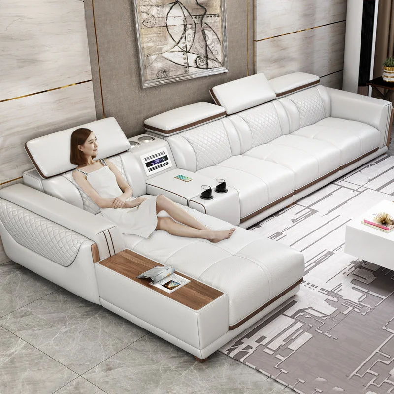 Living room furniture Leisure Modular Leather Sofa Comfortable Durable Deep Sofa Contemporary Sofa Set Luxury