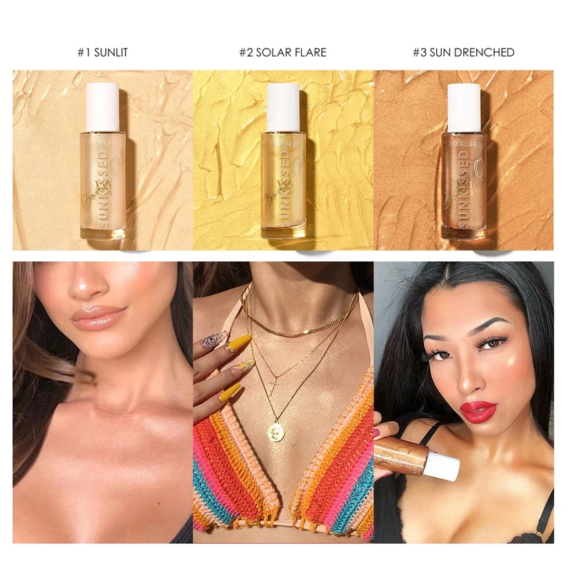 
FOCALLURE 2019 New Fashion Wholesale Glitter Body Highlighter Oil for Summer Use 