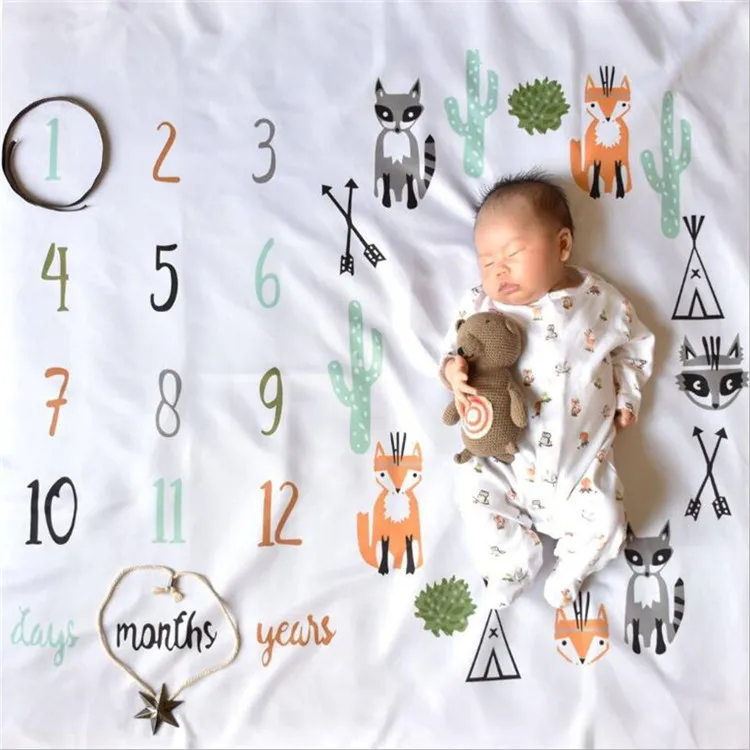 Baby Flannel Blanket, Infant Month Milestone Photography Mat Background Photo Prop Backdrop