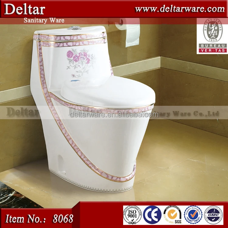 flower painted toilet wc, europe artist water closet, washdown one piece elegant toilet