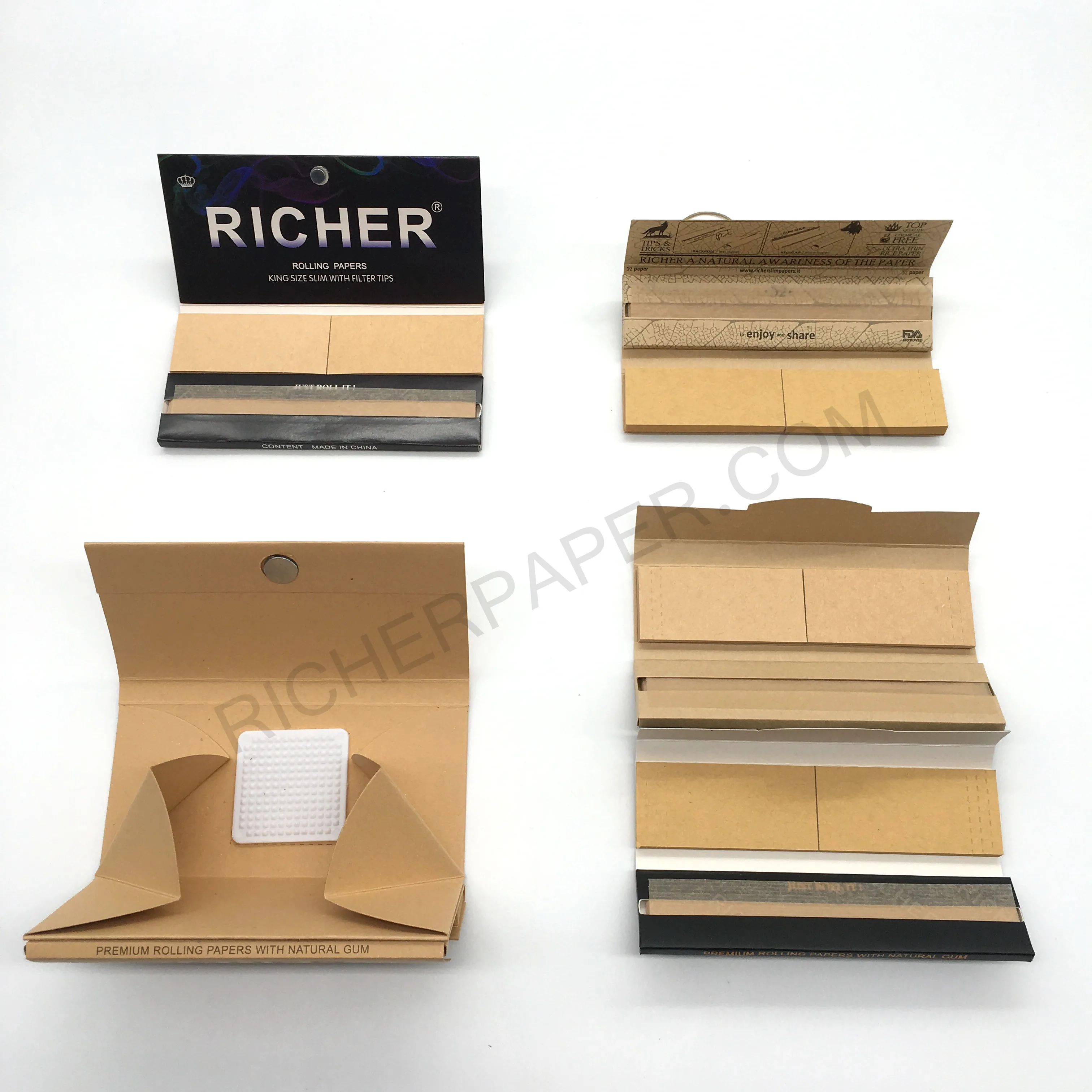 Custom premium smoking rolling paper filter packs