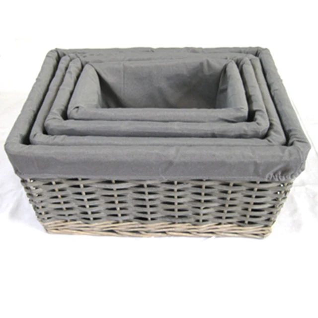 Handmade Fabric Lined large wicker cheap storage baskets