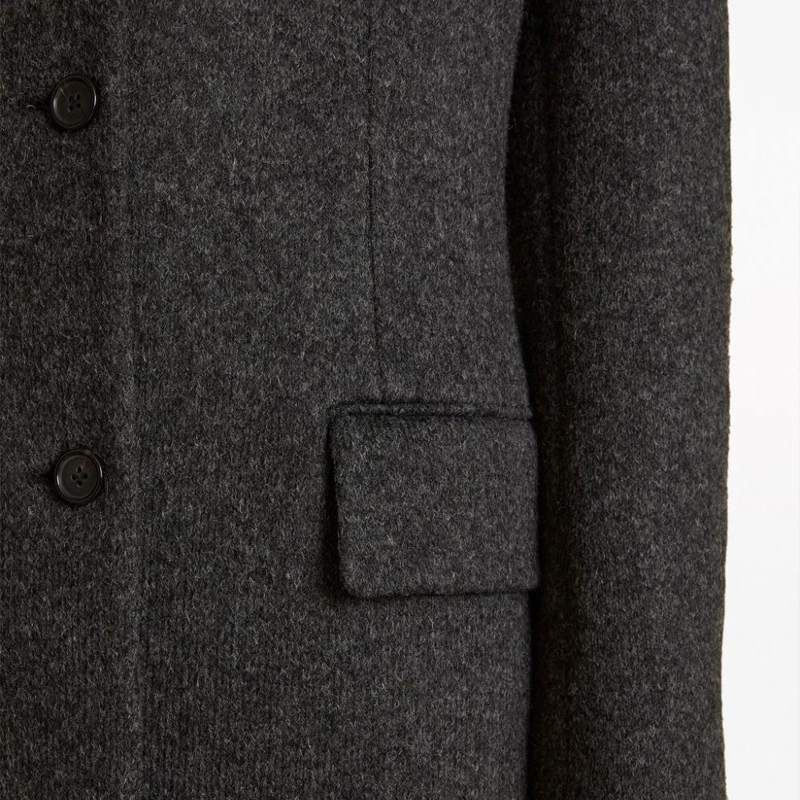 OEM Long Sleeve Single Breasted Slim Waist Woolen Long Coat Women