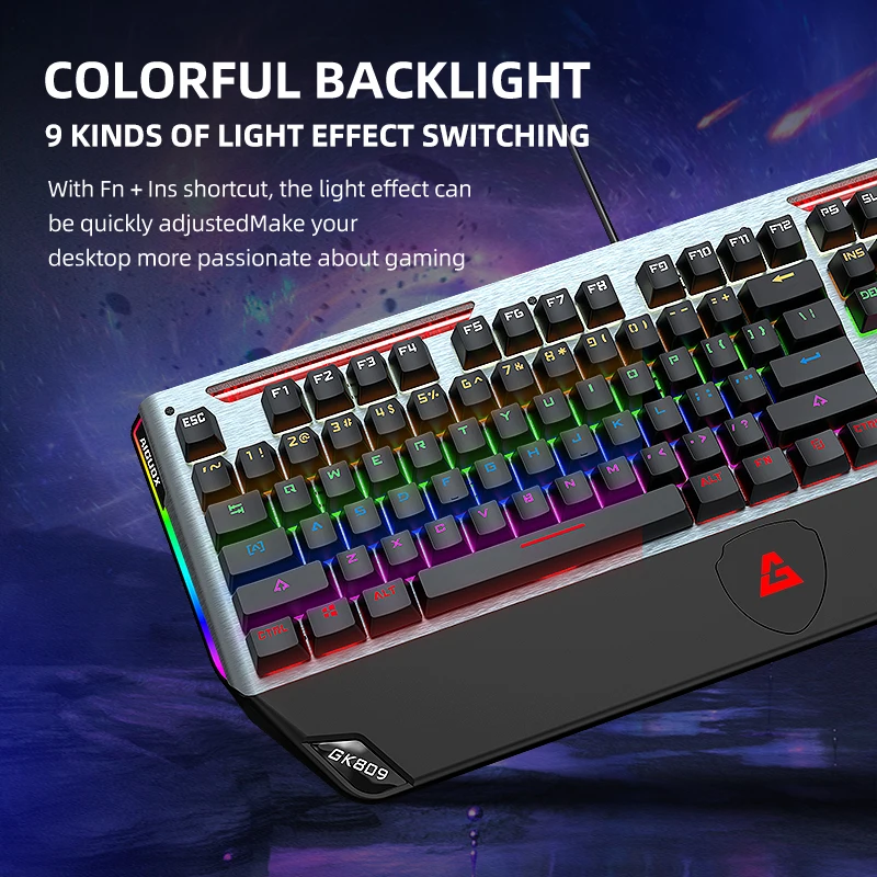 USB wired metal gaming keyboard Hot swap 104 keys teclado gamer are suitable for competitive games