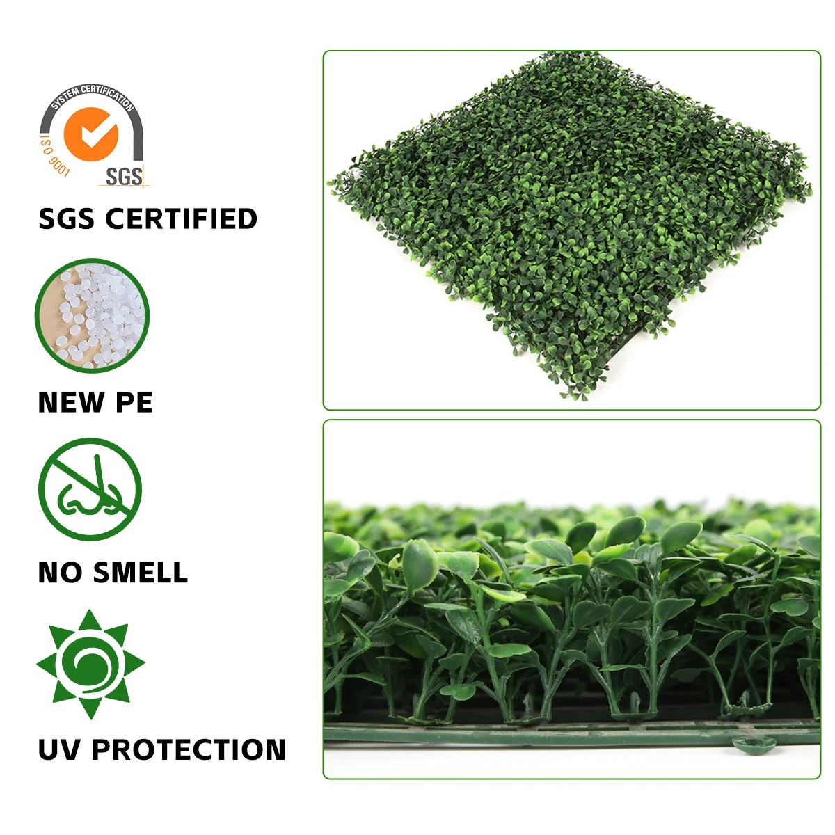 P4 Anti-uv Plastic Leaf Plant Faux Boxwood Mat Green Foliage Panel Artificial Grass Wall for Outdoor