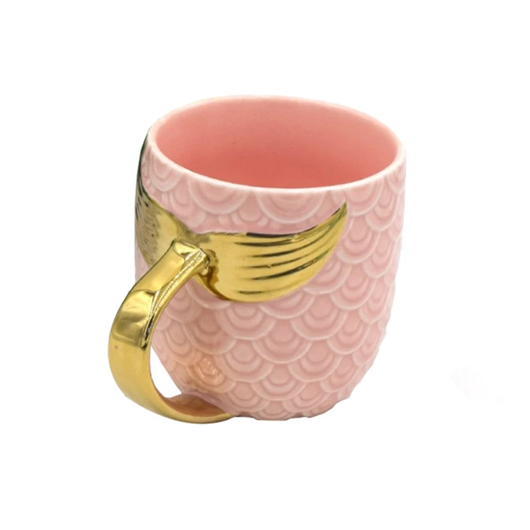 
Creative handmade mermaid shape custom ceramic coffee mug cup with logo 