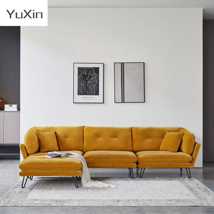 Modern European Style Solid Wood L-Shaped Sofa Set Simple Decor Wholesale Home Furniture for Living Room and Bedrooms SOFA