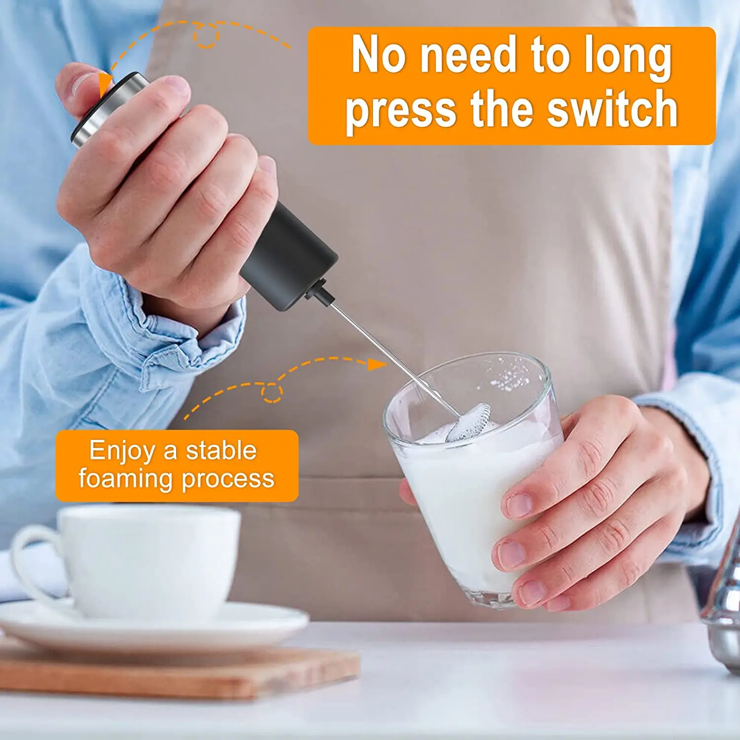 Wholesale Single Speed Milk Frother Handheld Electric Whisk Coffee Frother Electric Drink Mixer Foam Maker for Coffee Stirrers