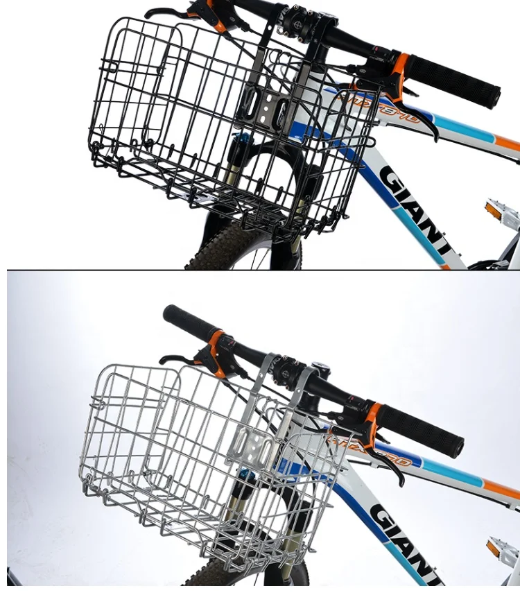 Wholesale  Manufacturers wholesale Steel bicycle basket Foldable Heavy wire folding bike front basket mountain bike accessories