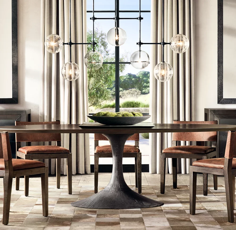 Sassanid OEM New Arrival Midcentury American Luxury Dining Room Aero Wood Oval Dining Table