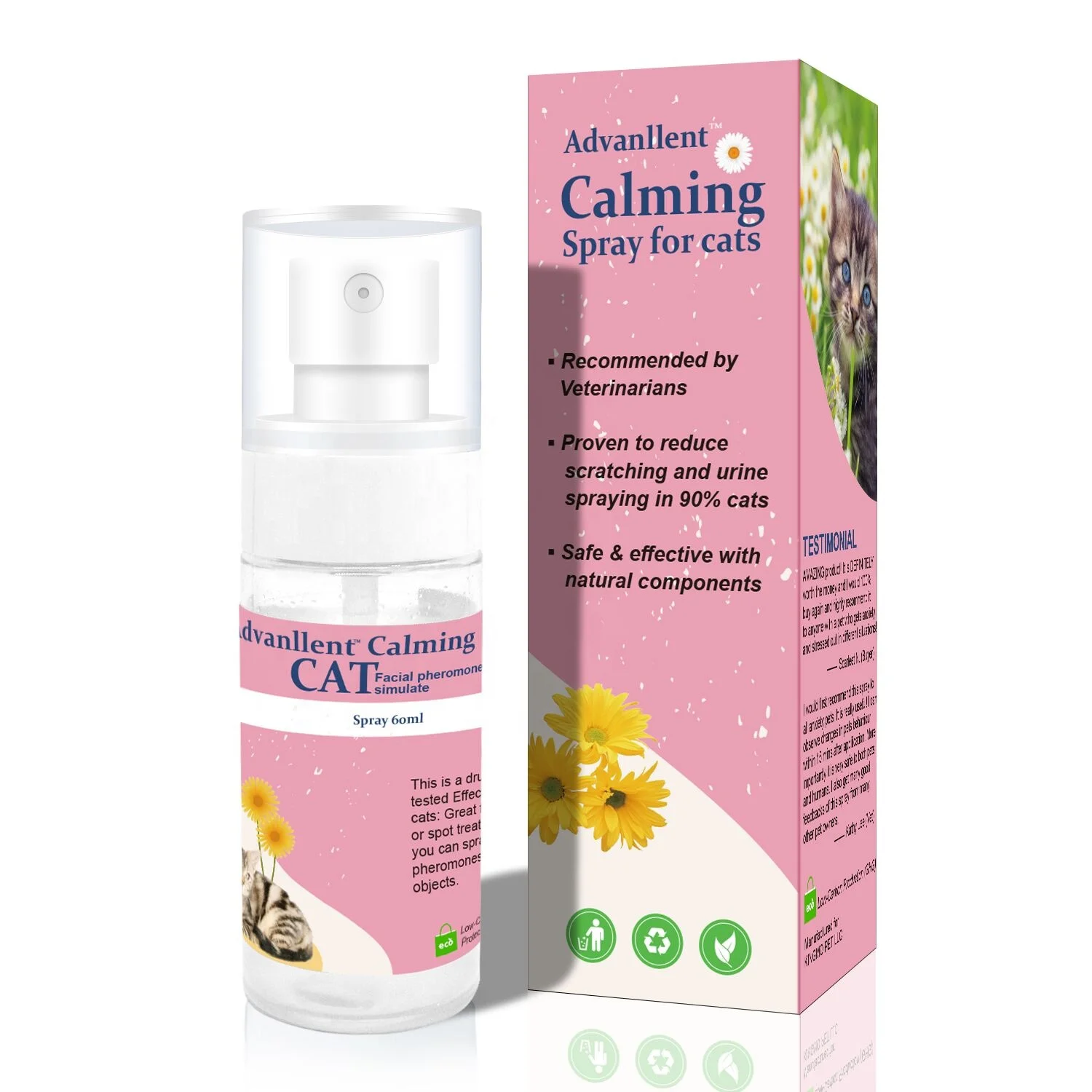 Enhanced Calm Formula of Anxiety Relief & Behavior Control Pets Pheromone Calming Spray for Cats