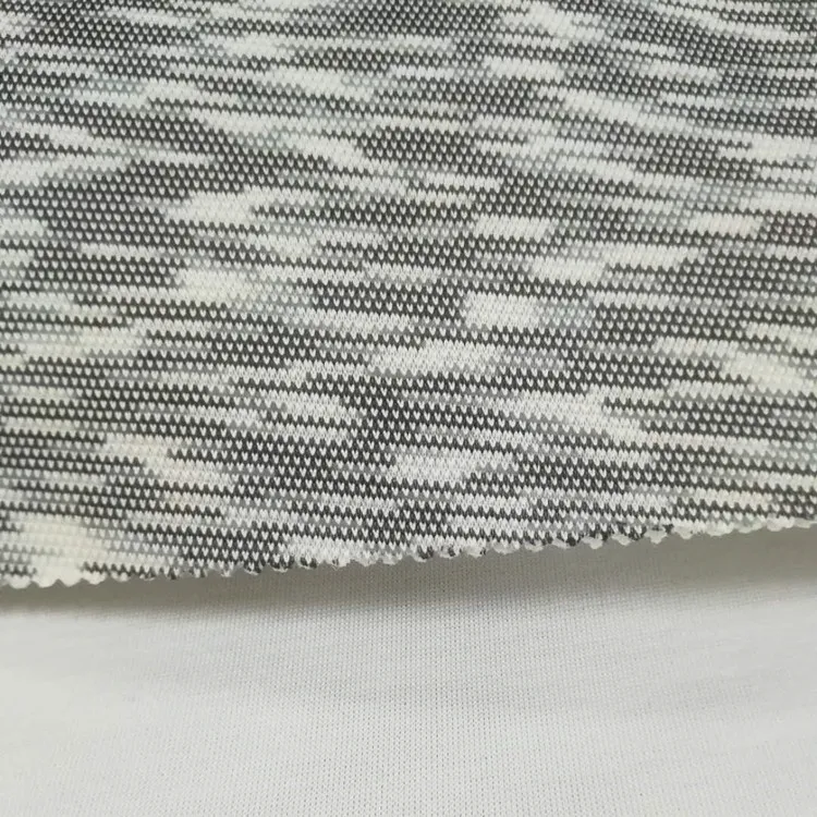 Yarn dyed stretch fabric melange grey spandex knit fabric