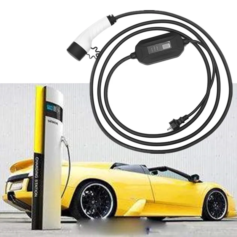 J1772 8A 16A 32A 40A регулируемый ток Тип 2 ev зарядный кабель с задержкой запуска светодиодный