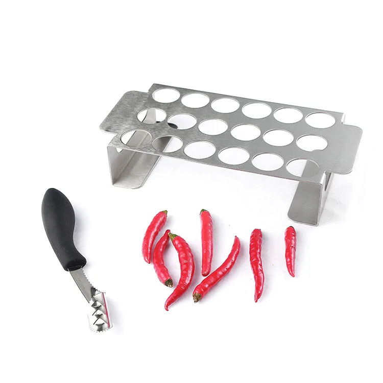Outdoor grilling bbq accessories chili roaster stainless steel jalapeno roaster with 18 holes grill holder