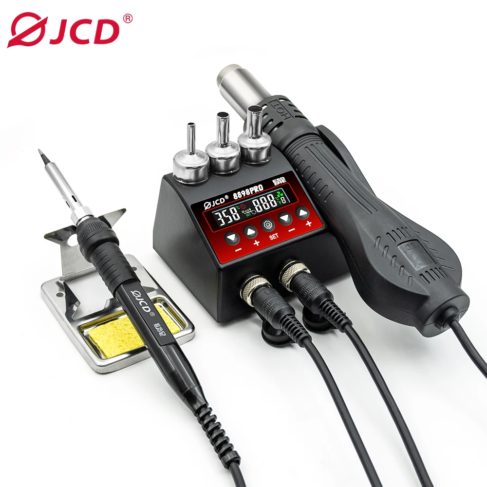 JCD 8898Pro 750W LCD Digital Display Hot Air Gun Solder Iron 2 in 1 SMD Rework Soldering Station Welding Station