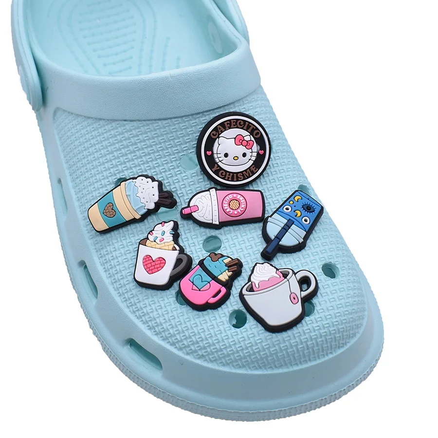 2023 Croc charms concha cafecito mexico food bread croc charm mickey ears concha charms for wholesale kids croc ch