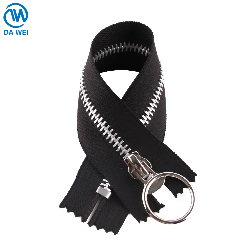 Dawei brand factory wholesale custom #5 metal zipper aluminum metal zipper customized