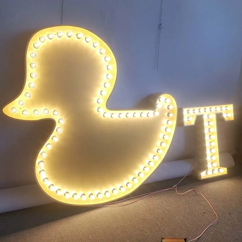 High Quality LED Frontlit Small Large Marquee Bulb Letter Signs Shop Decoration Vintage Signs 3D Bulb Signage