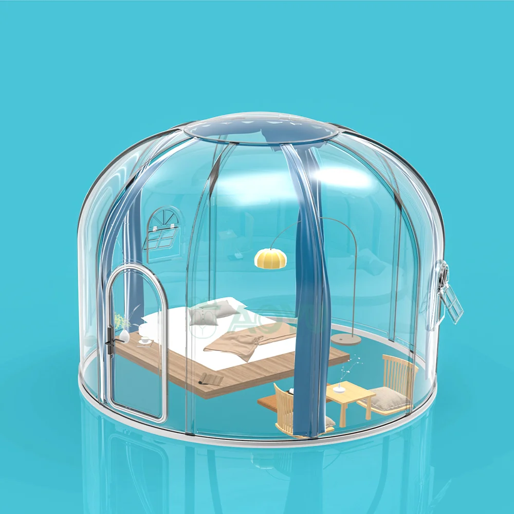 Outdoor Full Transparent Semi-Circular Type Pc Polycarbonate Igloo Clear Dome Bubble Luxury Tent Glamping