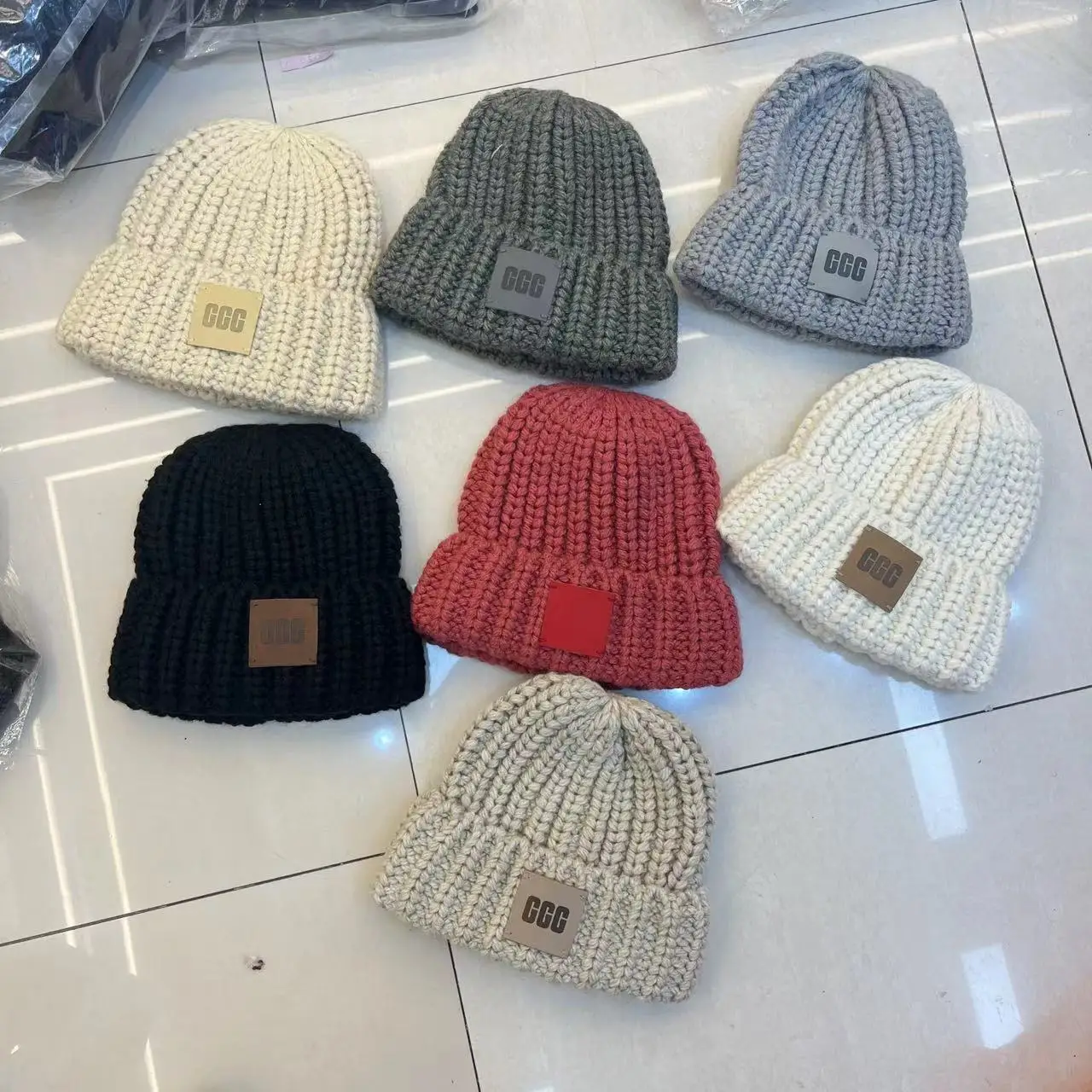 Korean Style Winter Knit Hat 2023 Comfortable Oversized Beanie with Ear Coverage and Stylish Leather Accent