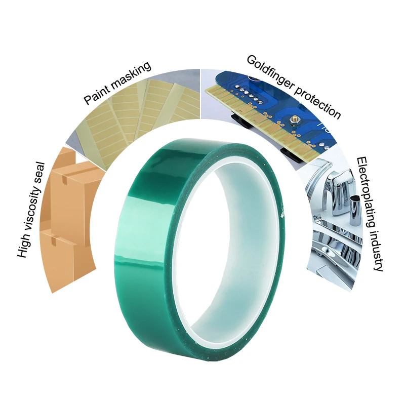 High Temperature Heat Resistant Transfer Sublimation Epoxy Resin Powder Coating Green PET Polyester Film Silicone Masking Tape