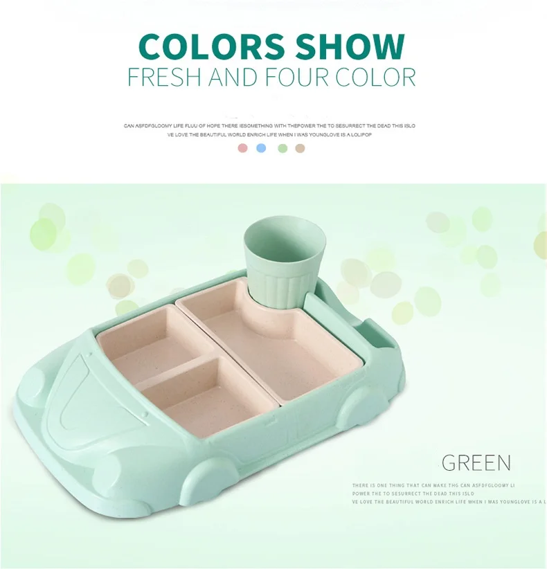 Creative Cartoon Car Dinner Plate Bamboo Fiber Baby Food Bowl Home Division Tableware Set High Quality Plastic Container Accept