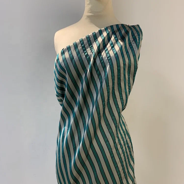 2022 China Green Softviscose Stripes Material Fancy Fabric For Clothing