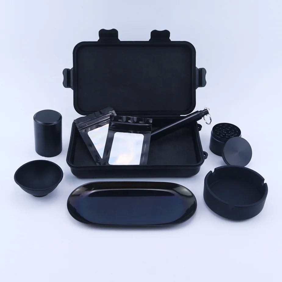 Black tobacco smoking set silicone bowl ashtray smoke kit smoking accessories rolling tray 40mm 50mm 63mm herb grinder