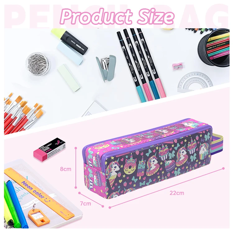 wholesale  2 zipper pencil case school pencil case bag for kids cute canvas pvc pencil case with handle