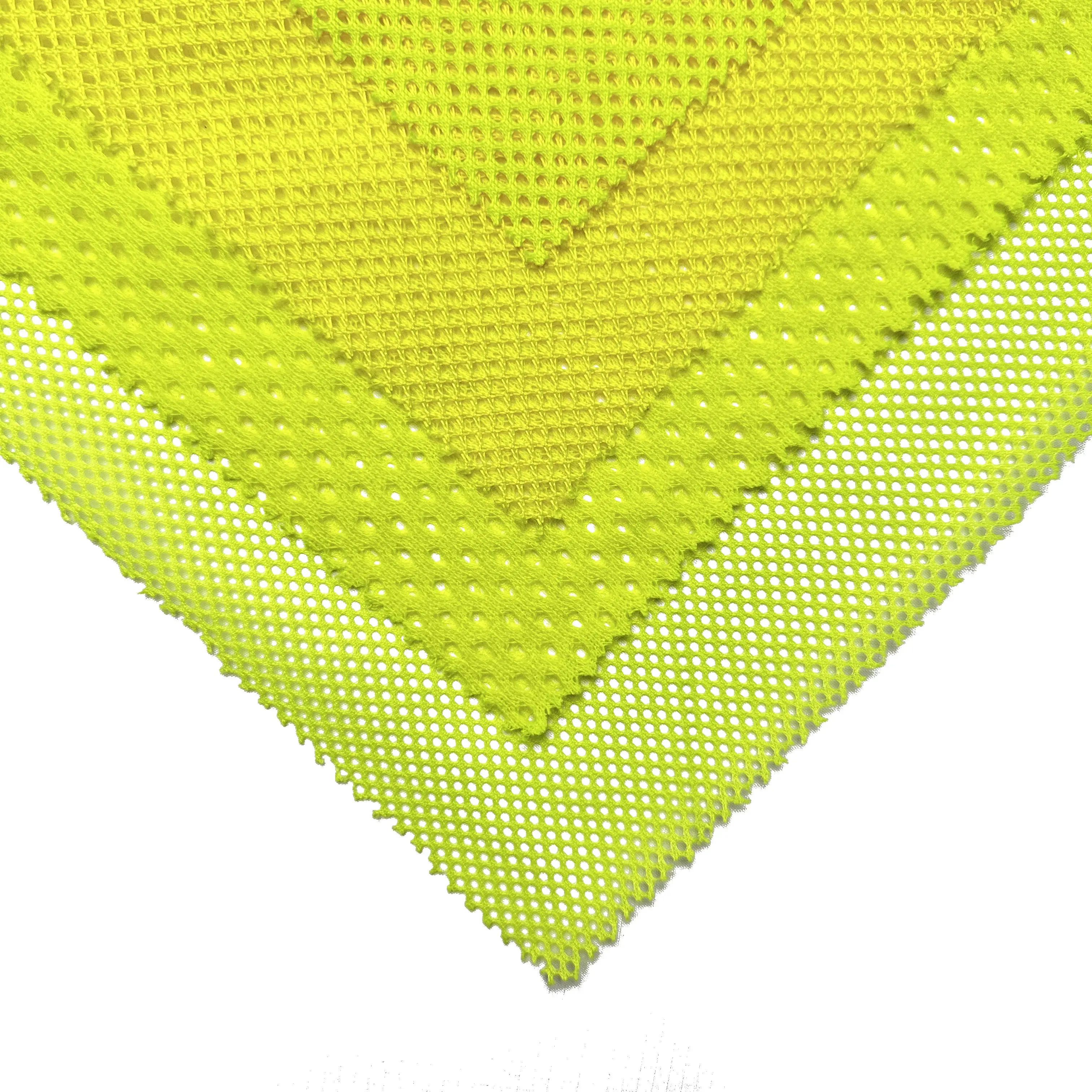 100% Polyester warp knitted strong mesh reflective fluorescent fabric high vis yellow for reflective warning vests