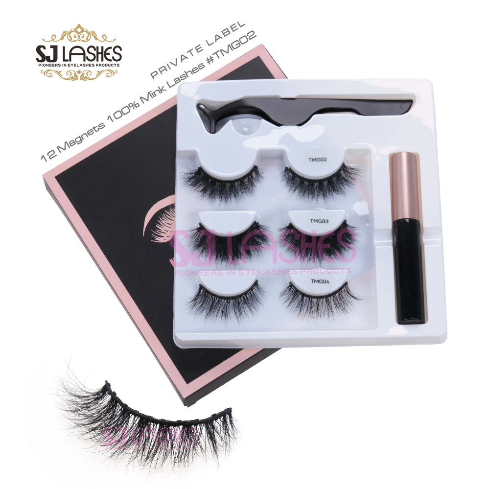 No Glue Needed 3D Natural Look False Eyelashes 3 pairs 5 pairs Reusable Magnetic Lashes Magnetic Eyelashes and Eyeliner Kit