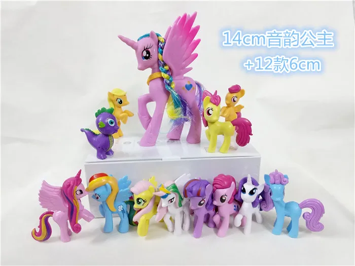 Beautiful Rarity Pink Pon Figure For Girls Gift/6pcs Girls Horse Poy Pvc Figurine