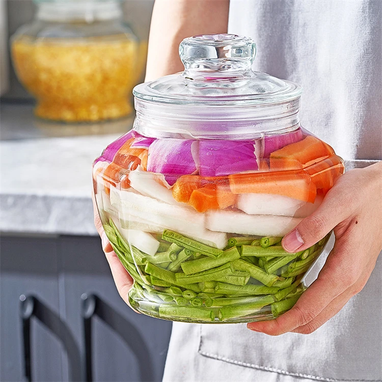 wholesale large size kitchen glass cookie jar candy storage jar containers with glass cork