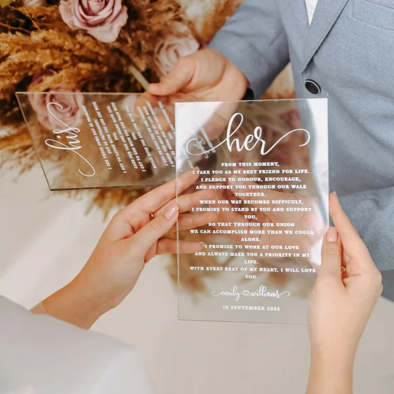 Personalized Wedding Vow Books Acrylic Vow Signs Custom Wedding Vows Wedding Anniversary Gift