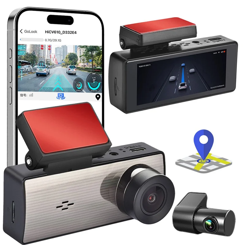 Dual Len WIFI Camera Double Dash Cam Front 4K Car Black Box DVR Back 2K External GPS ADAS Driving Assistant