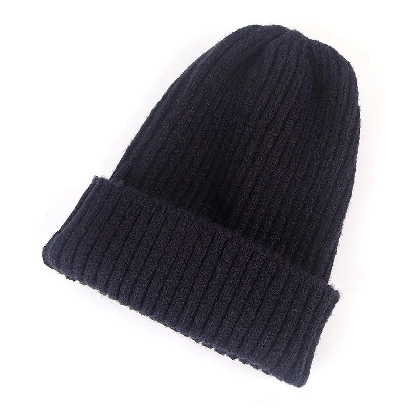 Stock Wholesale Promotion Unisex Acrylic Plain Warm Knit Beanie Winter Hats For Adults
