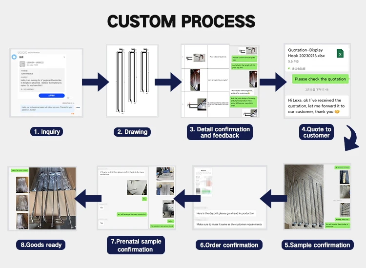 Metal chrome plated hook square tube 2 hole slatwall glass shelf bracket
