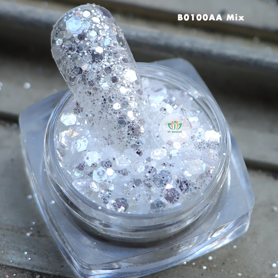 Shimmer Flash B0101 Pure Silver Nail Glitter Powder Ultra Fine Christmas Nail Craft High Sparkle White Silver Glitter