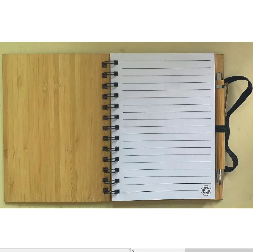 New Design Custom Recycled ECO Friendly Bamboo Notebook 70 Sheets Lined Notebook With Pen