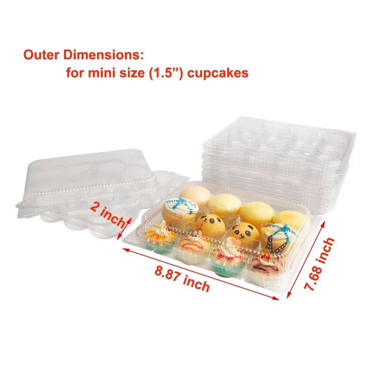 Factory Supply Clear Clamshell Plastic 12 Pack Cupcake Containers
