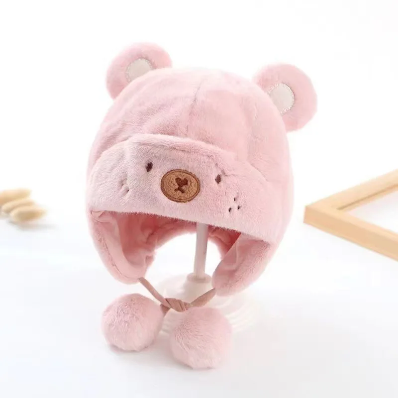 2024 Baby Fall/Winter Plush Warm Ear Caps for Boys and Girls Cute Cartoon Ear Beanies