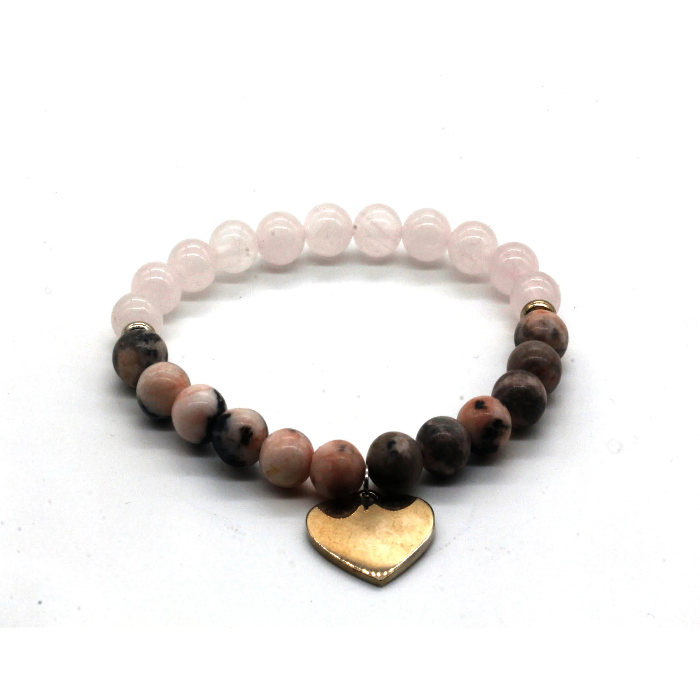 2024 Wholesale Fashion Jewelry Bracelets heart shape charms custom logo  natural stone beads bracelets for Christmas Gift