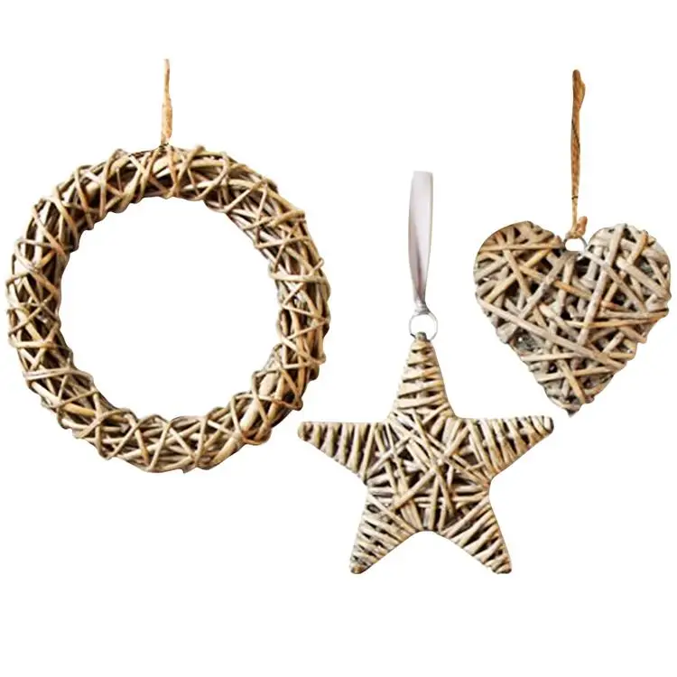 
Handmade natural wicker Woven Ornament Wreath Rattan wedding birthday Party Wall Hanging Decoration 