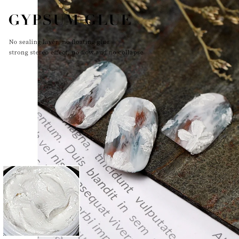 Plaster Glue 3D Gypsum Gel Engraved Drawing Nail Gel No Need Top Coat Decoration Uv Acrylic Nail Glue