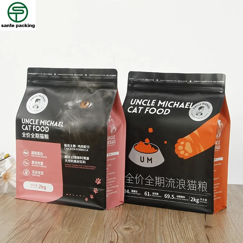 Quad Seal Bag For Cat food  Pet Freeze-Dried Snack Bag Composite Aluminum Foil Self-Sealing Self-Supporting bag