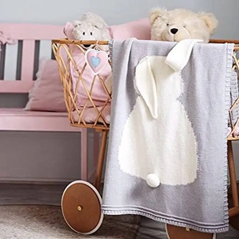 i@home warm baby rugs quilt comforter kid bunny cute baby cotton knit blanket