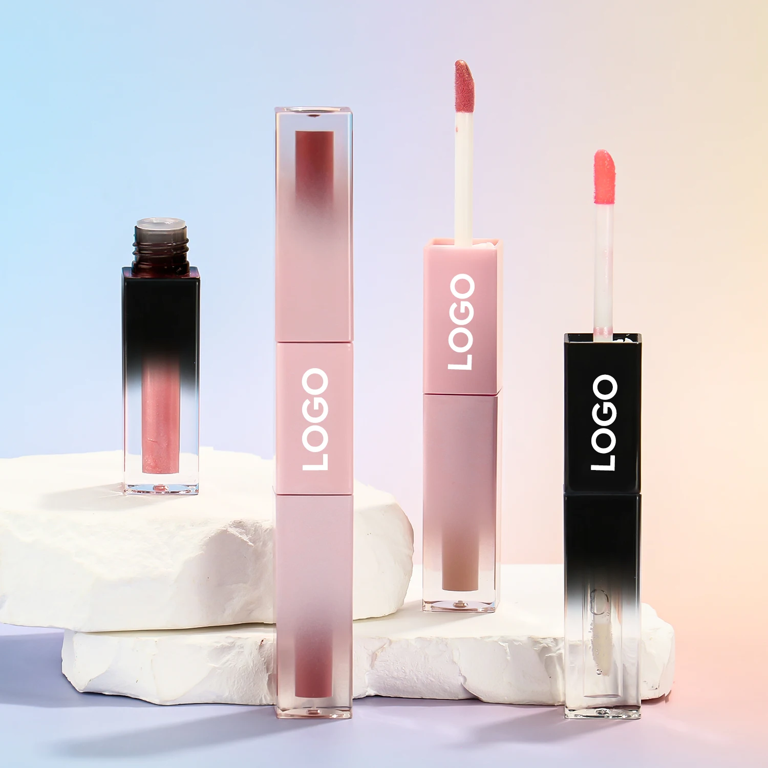 Two-in-one Lip Gloss Private Label 80 Shades Lipgloss Long Lasting Vegan Lip Gloss Empty Tubes